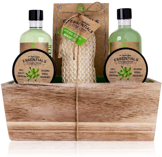 Set da bagno e spa in cesto decorativo di legno